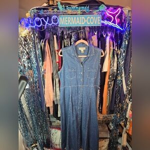 #0555 Sz 16 NWOT INNOVATION SPORT Denim Sleeveless Midi/Maxi Dress 22ptp 51Long
